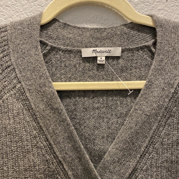 MADEWELL Lyle Rib Henley gray Sweater MA741, size Medium, NWOT - Picture 4 of 11